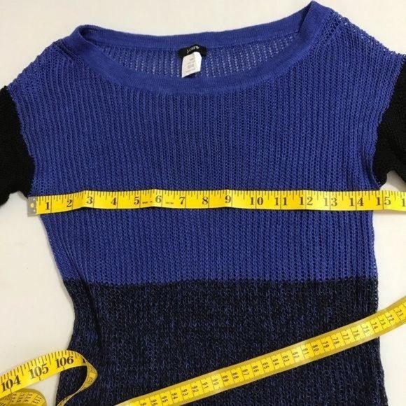J Crew XXS Blue Color Blocked Linen Knit Top - Picture 5 of 10